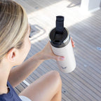 Maxi Stainless Steel Water Bottle 26oz - Double wall vacuum insulated | Integrated carry handle | leak proof flip top lid | Lightweight & stylish - Desert Beige