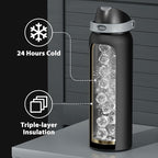 40 oz Insulated Water Bottle for Sports: Meoky Stainless Steel Water Bottle with 2-in-1 Straw and Spout Lid - Leak Proof, Cold for 24 Hours, Protective Silicone Base, BPA-Free for Gym, Night