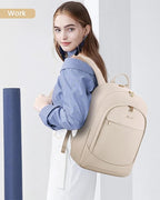 LOVEVOOK 17.3 Inch Laptop Backpack for Women - Work/Business Computer Backpack Purse, Large Capacity Casual Daypack, Travel Bag for Lawyer, Doctor, Teacher, Light Beige