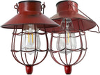 YAKii 2 Pack Solar Lantern Hanging Waterproof Outdoor Metal Solar Lamp with Warm White Light Decorate for Yard Garden Pathway Patio Porch Decor (Red)