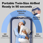 TREKOLOGY Twin Size Air Mattress with Built-in Pump – Quick Inflate Camping Air Bed for Adults & Guests – Durable Blow Up Bed with Electric Pump – Inflatable Mattress - Inflates in Only 90 Seconds