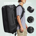 Haimont Large Waterproof Duffel Backpack Roll-Top Heavy Duty Dry Duffle Bag for Boating, Travel, Motorcycle, Kayaking, Camping, 60L