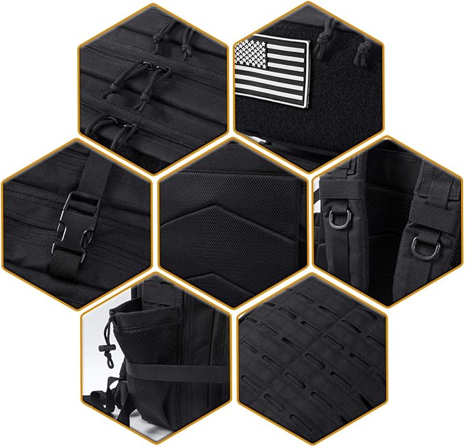 QT&QY 25L/45L Military Tactical Backpack For Men Molle Daypack 3 Day Bug Out Bag Hiking Rucksack With Bottle Holder