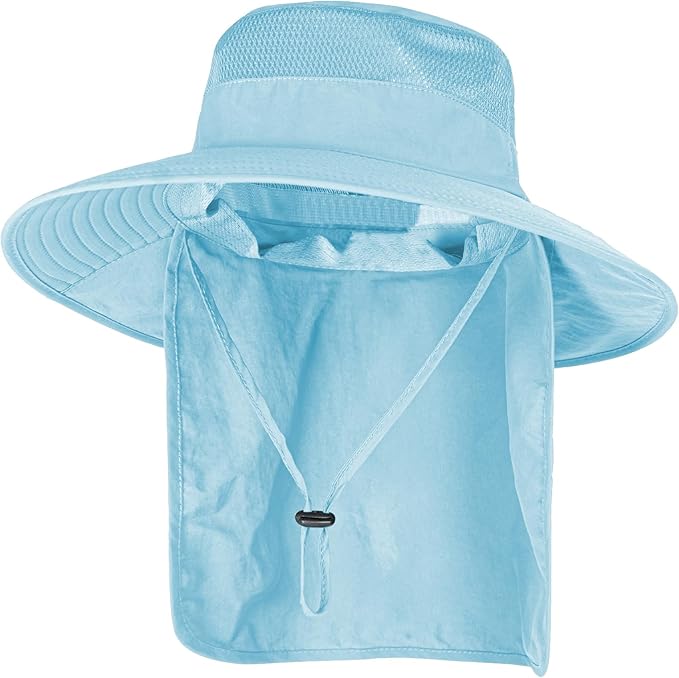 Sun Hats for Men Women Fishing Hat UPF 50+ Breathable Wide Brim Bucket Hats Summer UV Protection Safari Hat with Neck Flap