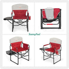 SUNNYFEEL Heated Camping Directors Chair, Heavy Duty,Oversized Portable Folding Chair with Side Table, Pocket for Beach, Fishing,Trip,Picnic,Lawn,Concert Outdoor Foldable Camp Chairs
