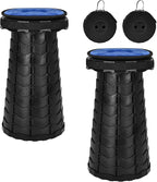 2 Pack Upgraded Collapsible Stool Folding Stool with Cushion,Retractable Folding Stool Max Load Capacity 400lbs, Portable Telescoping Stools for Camping Hiking Outdoor BBQ -Black