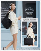 LOVEVOOK Puffer Tote Bag for Women, Puffy Work Handbag, Travel Shoulder Carry On Bag with Zipper for Teacher Nurse Gym