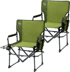TIMBER RIDGE Aluminum Camping Directors Chair with Side Table Pocket, Portable Folding Chair, Heavy Duty Lawn Chair for Fishing Trip Picnic Concert Outdoor 400lbs, Green 2 Pack
