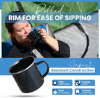 Toughty Enamel Coffee Percolator - Stovetop Coffee Maker for Camping, Open Fire, Grill, or Stove - Vintage Coffee Pot - Durable Old-Fashioned Metal Percolator w/ 2 Cups & 12 Coffee Filters - Black