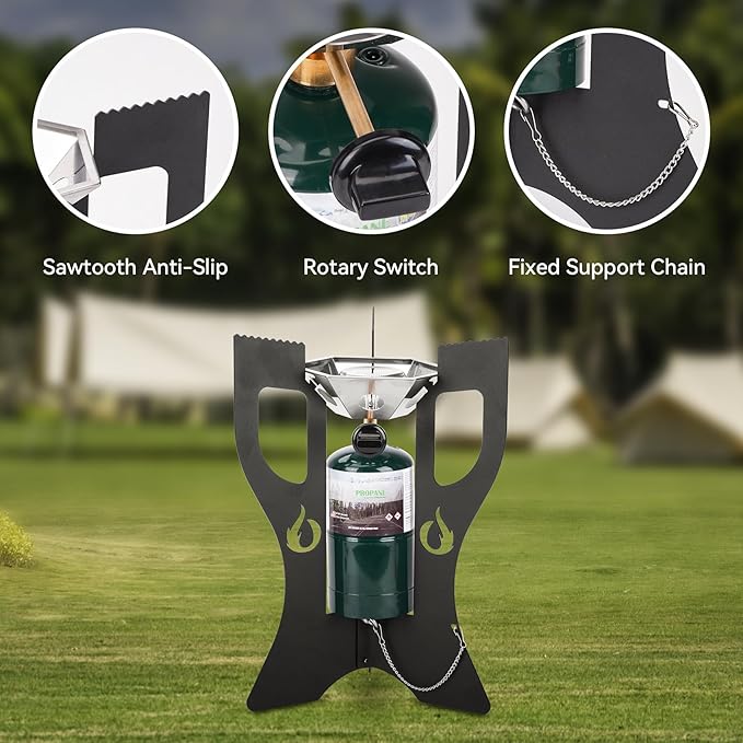 ONLYFIRE Portable Camping Stove with Storage Bag, Outdoor Propane Gas Stove for Picnic, Tailgating, Car Travel, Patio, RV Trip, Detachable Camp Stove GS354