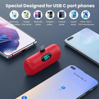 Mini Portable Charger 5000mAh Power Bank,15W PD USB C Cell Phone Portable Power, LCD Display Battery Pack Compatible With iPhone 15/15 Plus/15 Pro/15 Pro Max/Android/Samsung/Moto/LG (Type-C Only)