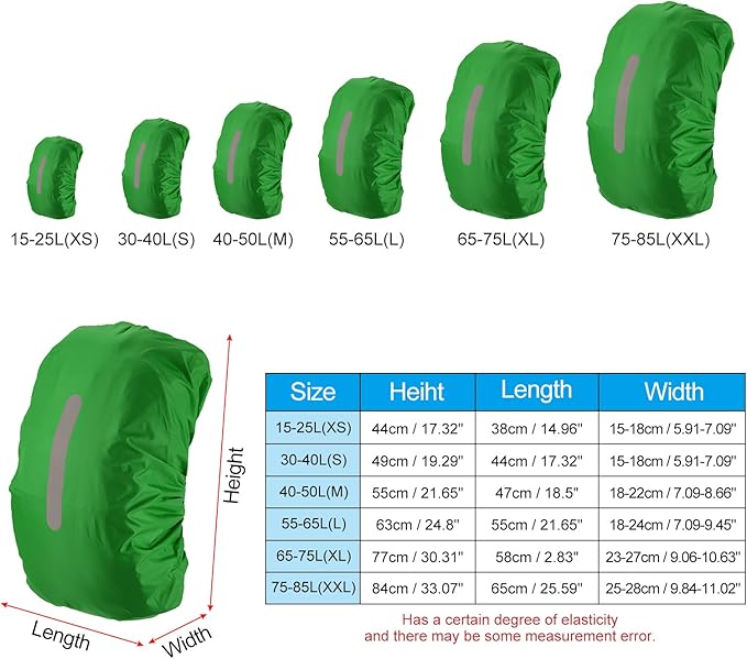 PATIKIL Waterproof Backpack Rain Cover, Non-Slip Backpack Cover with Vertical Reflective Strap Stay Dry for Hiking, Camping, Hunting