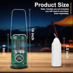 Candle Lantern, Camping Gear for Campers and Emergency Use, Without Candles (Upgrade Green)