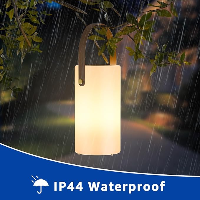 uuffoo Solar Table Lamp Outdoor Lantern 2 in 1 Charging Portable LED Cordless Lights with Remote 8 Colors, Water-Resistant IP44 for Patio Terrace Camping Garden Balcony