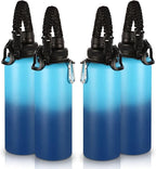 Volhoply Insulated Water Bottles Bulk 4 Pack, 40 oz Stainless Steel Sports Bottle with Paracord Handle & Spout Lid, Double Walled Vacuum Metal Travel Water Jug for Adults(Green Blue,4 Set)