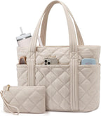 LOVEVOOK Puffer Tote Bag for Women, Puffy Work Handbag, Travel Shoulder Carry On Bag with Zipper for Teacher Nurse Gym