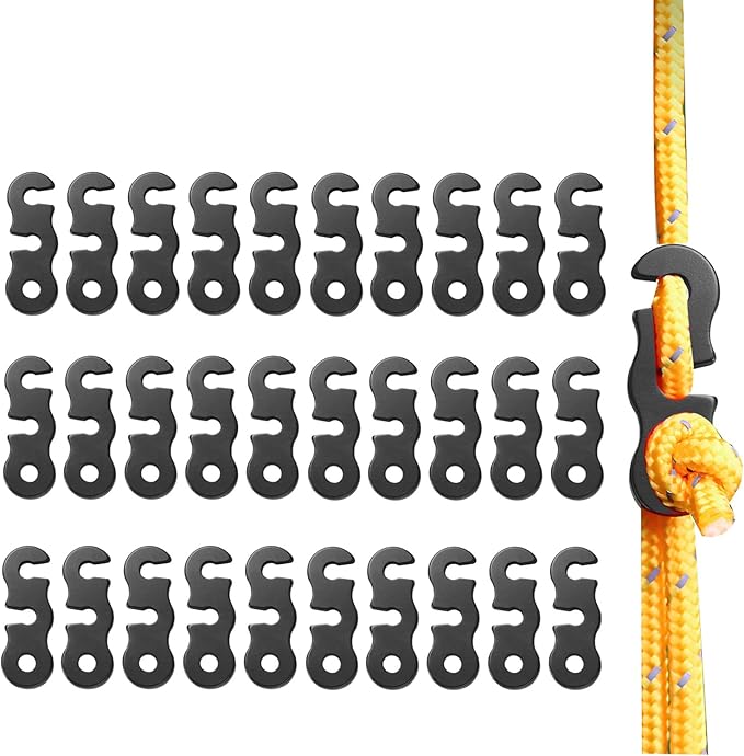 30Pcs Guyline Tensioner Aluminum Alloy Guy Line Cord Adjusters Tent Rope Tensioners Paracord Tensioner for Outdoor Tent Camping Hiking Accessories