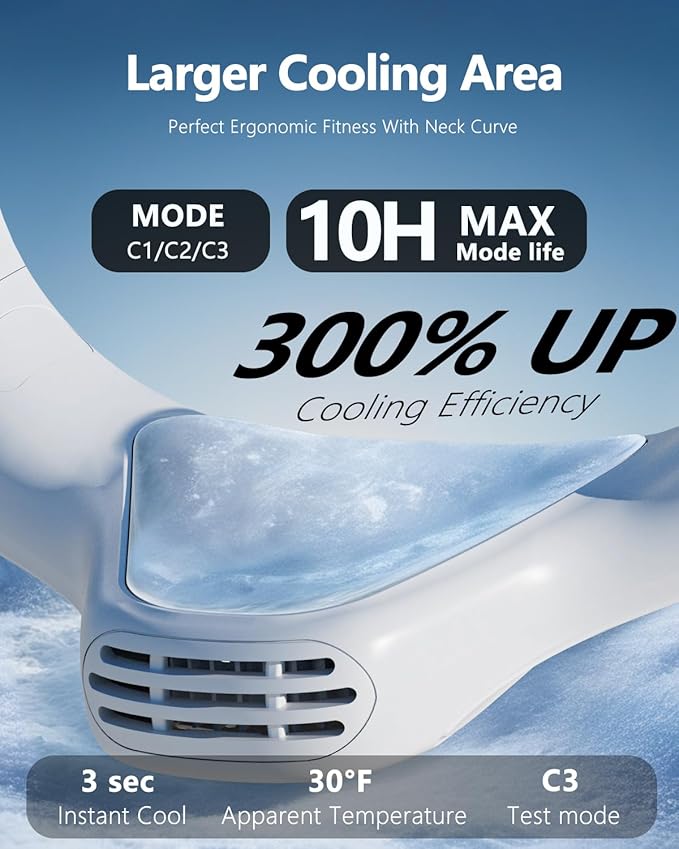 MGUP Neck Air Conditioner with 6 Adjustable levels,Cooling Neck Fan Support 360°Airflow and Cooling Plate,5200mAh Portable Rechargeable Wearable Personal Fan,Fast Cooling for Women/Men