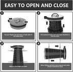 Upgraded Collapsible Stool with Max Load Capacity 330lbs Portable Telescoping & Folding Design Retractable Seat for Camping, Gardening, Fishing & Outdoor Adventures (Grey)