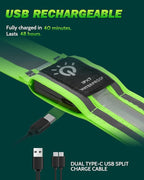 LED Reflective Belt Sash - 5 Lights Colors & 3 Light Modes High Visibility Night Safety Belt, Rechargeable Light Up Running Gear Adjustable Vest Straps for Runners Walkers Men Women