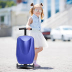 2-in-1 Ride-On Scooter Suitcase, 20” Foldable Hardshell Carry-On Luggage for Travel, Lightweight Kids Scooter Bag with Wheels
