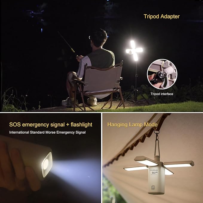 KLARUS CL2 Rechargeable Camping Lantern, 750LM 7 Light Modes Waterproof Foldable Tent Light with Power Supply for Emergency, Camping, Beach, Travel, Power Outages