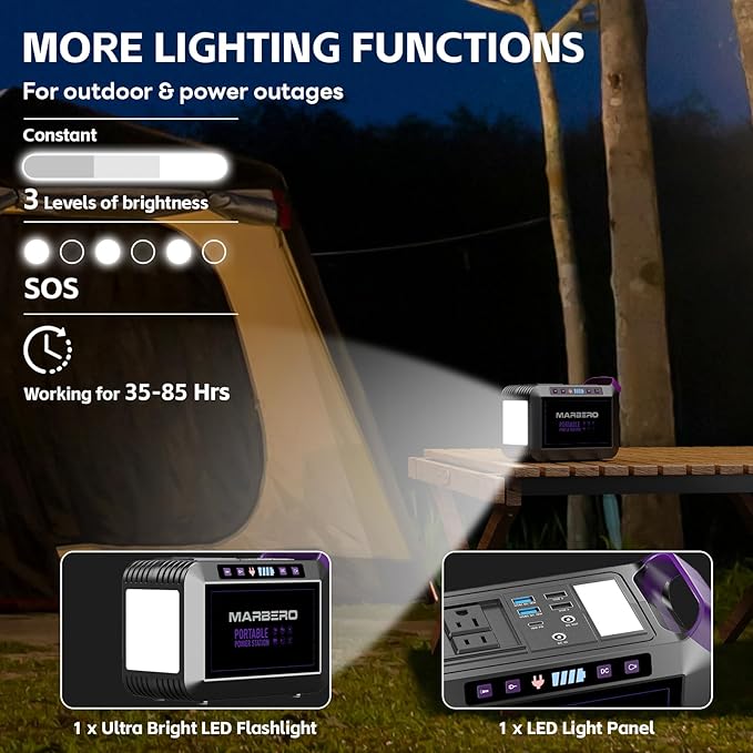 MARBERO 172Wh Solar Generator with 40W Solar Panel, Portable Power Station 200W, Camping, Outdoor, Hiking, Fishing, Emergency