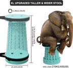 ALEVMOOM Upgraded Collapsible Stool with Thickened Cushion 18.31",600Lbs Max Weight Wider & Taller Pop Up Stool, Heavy Duty Portable Retractable Folding Chair or Travel Foot Rest for Camping Outdoors