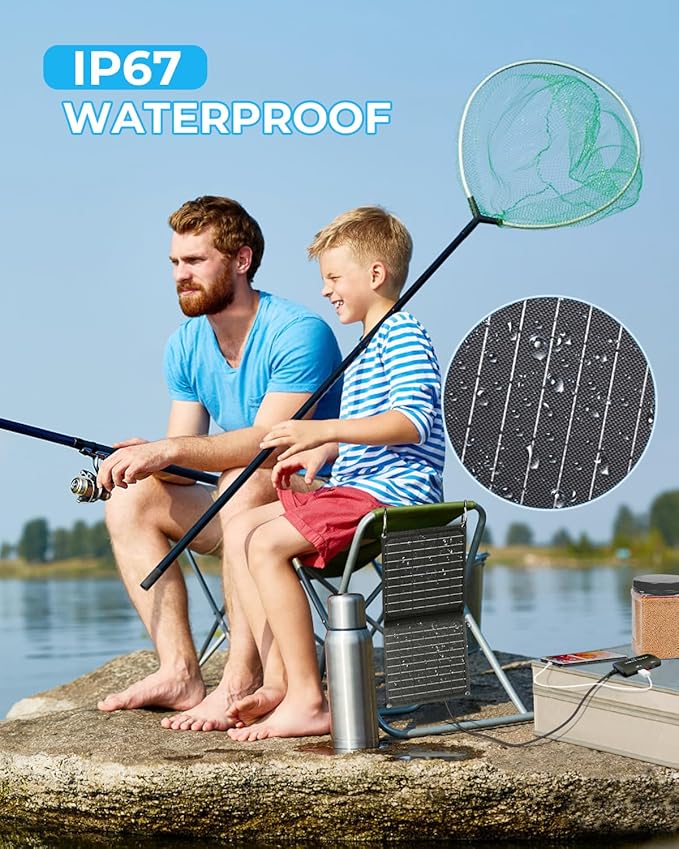 Ecosonique 10W/15W/30W/60W Portable Solar Panel Charger, IP67 Waterproof ETFE USB Solar Phone Charger with Detachable Power Hub, 2025 Latest Version Compatible with iPhone, Power Bank, Smartwatch