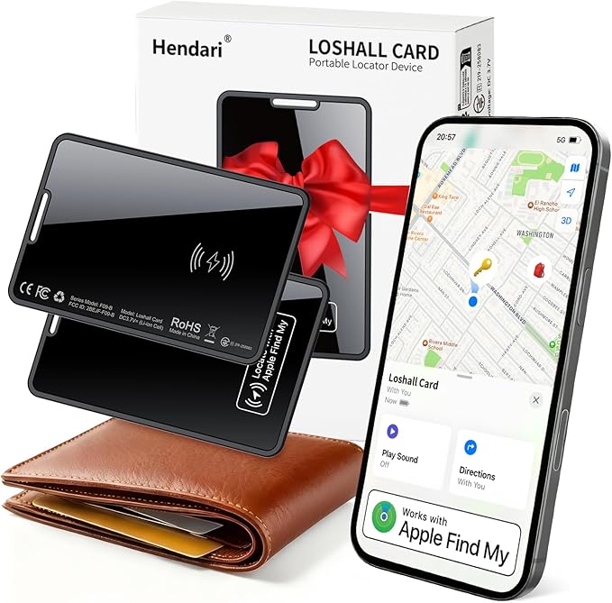2026 New [Apple MFi Certified] Slim Wallet Tracker Card 0.09in for Apple Find My (iOS Only), GPS Tracker Card (2 Pack) for Airtag Wallet, Wireless Charging, Key Finder and Item Locator for Passport