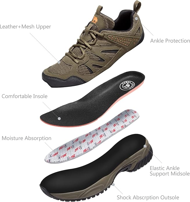 CAMELSPORTS Hiking Shoes Men Lightweight Non-Slip Breathable Sneakers Low Top Walking Shoes for Outdoor Trailing Trekking Walking Climbing