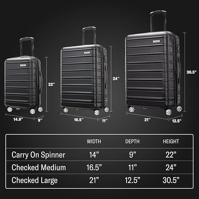 Samsonite Omni 2 Hardside 3 Piece Set - Includes Global Carry-On, Medium, & Large Checked Suitcases - 360° Dual Spinner Wheels - Integrated TSA Lock & Expansion - Amazon Exclusive - Rose Gold