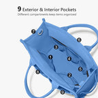 TOPDesign Heavy-Duty Canvas Tote Bag for Women, Adjustable Crossbody/Shoulder Handbag with 9 Pockets, Everything Tote