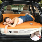 KMZ SUV Air Mattress with Built-in Pump & 2 Pillows, Thickened Flocked PVC, Quick 90-Seconds Inflation Air Bed, Portable & Durable Car Air Bed for Camping, Travel, Truck
