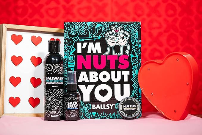 Ballsy Nuts About You Sack Pack, Men's Fresh Kit, Gift for Valentine's Day, Includes Ballwash, Sack Spray and NutRub, Forest & Fields