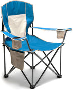 SUNNYFEEL Oversized Folding Camping Chair 500 LBS Heavy Duty Lawn Chairs for Adults Blue Portable Folding with Armrest, Cup Holder, Pocket ＆Bag for Outdoor Camping/Beach/Travel/Picnic/Fishing