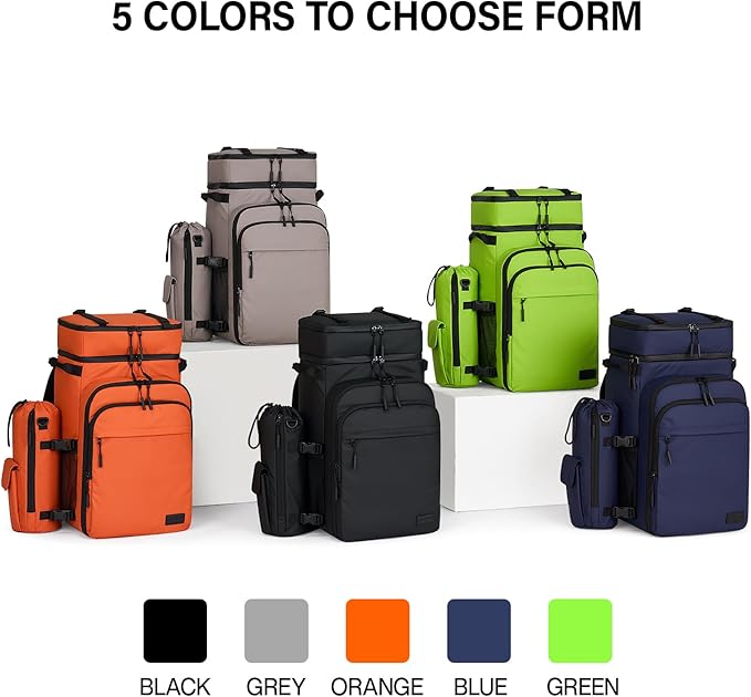 Backpack Cooler, 40 Cans Soft Leak Proof Picnic Backpack, Hanke Portable 2 Insulated Compartments Cooler Backpack Water Resistant for Lunch Beach Travel Camping Picnic Hiking (Black)