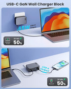 USB C Charger 200W USB Charging Block,6 Ports GaN IV Foldable Wall Charger Outlet Plug,QC4.0 Fast Charging Station Hub,PD 65W Laptop Adapter for MacBook Pro/Air,Dell,iPhone 16/15,Galaxy,Steam Deck