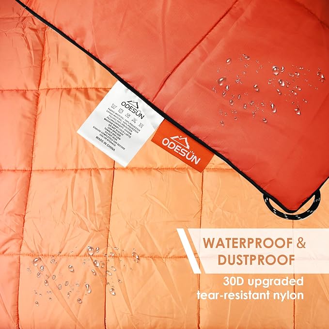 Lightweight Camping Blankets Outdoor Down Alternative Puffy Printed Camping Blanket Waterproof Large Silk Cotton Blanket Packable Warm for Trave Picnic Hiking Camping Cold Weather 78" x 55"