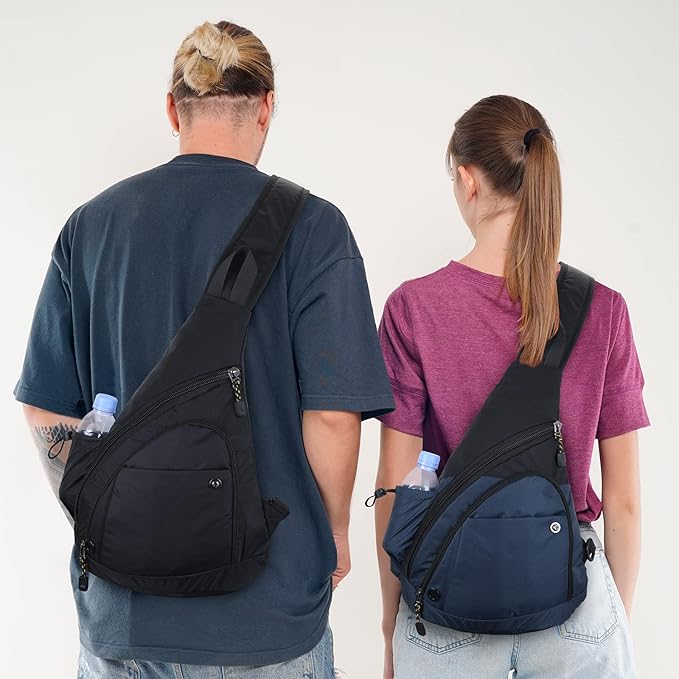 Peicees Sling Bag for Men Women Shoulder Bag Backpack Strap Pockets Chest Bag for Running Hiking Camping Exercise Outdoor