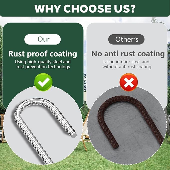 20 Pieces J Hooks Rebar Metal Tent Stakes 16 Inch Galvanized Ground Anchors Yard Stakes for Landscape Fabric Artificial Turf Heavy Duty Anti Rust for Outdoor Lawn Decorations Inflatables Swing Set