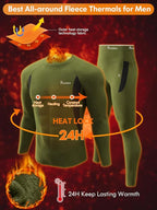 romision Thermal Underwear for Men Long Johns Fleece Lined Hunting Gear Bottom Top Set Base Layer for Cold Weather Gift