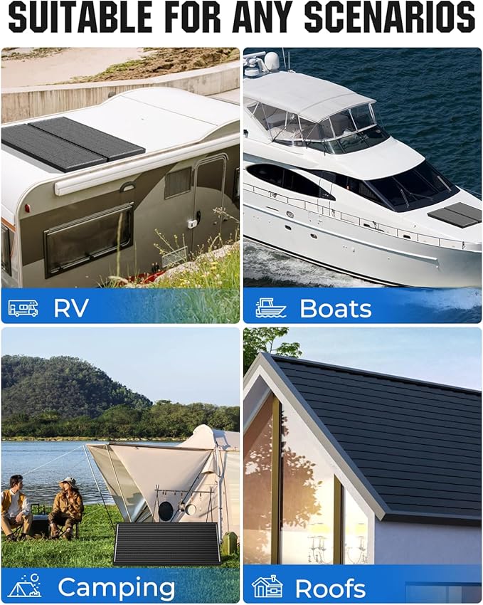 18BB 100 Watt Solar Panel, N-Type 12V 100W Solar Panel, 25% High Efficiency Monocrystalline PV Modules for RV, Marine, Rooftop, Farm, Trailer, Home Off-Grid System