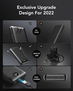 VRURC Portable Charger 20000mAh, Fast Charging Power Bank USB C,4 Output 2 Input Travel Essentials Charging Bank Equipped with LED Display,Built-in Wall Plug and Cables,Phone Charger Battery,Black