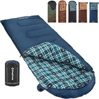 KingCamp Sleeping Bag for Adults, Cold Weather & Warm XL Big and Tall Flannel Sleeping Bags with Compression Sack Portable Waterproof Essentials Gear Accessories for Outdoor Camping