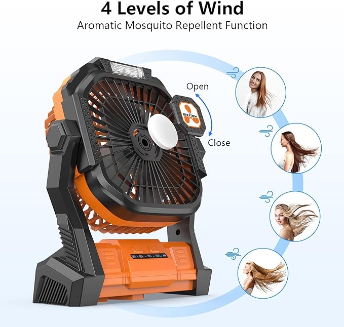 Portable Fan Rechargeable, Cordless Battery Powered Fan with LED Lantern, Small Table Fan, USB Battery Operated Fans for Travel Bedroom Home Camping Tent Office Beach Desk Picnic Barbecue Fishing