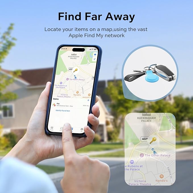 4 Pack Tags Tracker [Apple MFi Certified] Pair with Apple Find My(iOS Only) Smart Bluetooth Key Tracking Tags Item Finders Waterproof Worldwide Located Devices for Pet Wallet Backpack Dogs Luggage