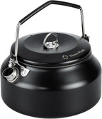 1L Camping Kettle, Portable Camp Tea Coffee Pot, Lightweight Stainless Steel Teapot, Fast Heating Boiling Water, for Outdoor Campfire Hiking Camping Picnic