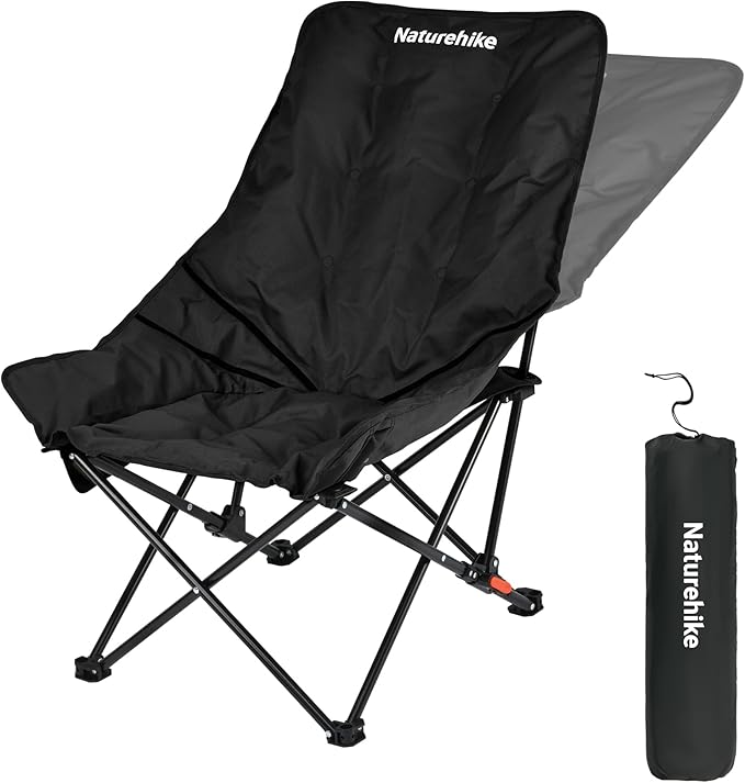 Naturehike Seastar Padded Camping Chair, Oversized 2-Position Adjustable Folding Chair, Portable Camp Chair with Side Pocket & Carry Bag
