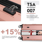 Kono 3 Piece Luggage Sets Expandable(only 28") Lightweight with Spinner Wheels TSA Lock Hardside Travel Rolling Suitcases 20in 24in 28in Carry on Nude/Rose Pink